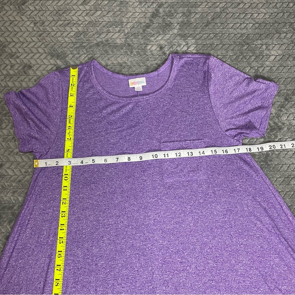 LuLaRoe Purple High Low Swing Dress XS Short Sleeve Casual Flowy T-Shirt - Picture 6 of 6